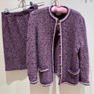 Castleberry vintage Purple Tweed Skirt Suit Set - small channel style